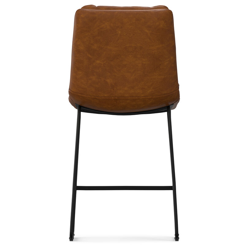 Danika Mid-Century Modern Counter Height stool (Set of 2) in Camel Brown Vegan Faux Leather
