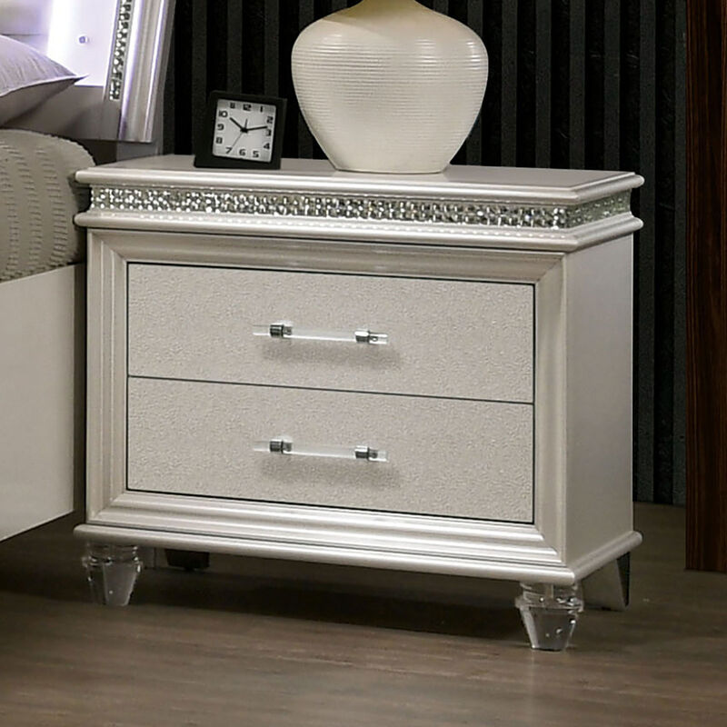 Streamdale Classic Pearl Nightstand: 2-Drawers, Solid Wood, Felt Top