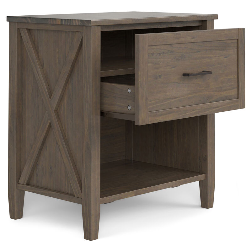 Ela SOLID WOOD 24 inch Wide Transitional Bedside Table in Smoky Brown