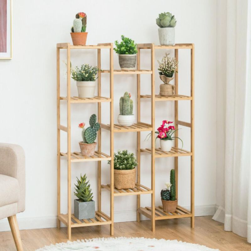 Hivvago Bamboo Plant Stand for Living Room Balcony Garden