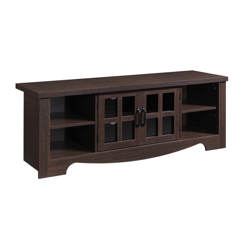 52.37 in. Wood TV Stand with 1 Glass-fronted Storage Cabinets Fits TV's up to 60 in.