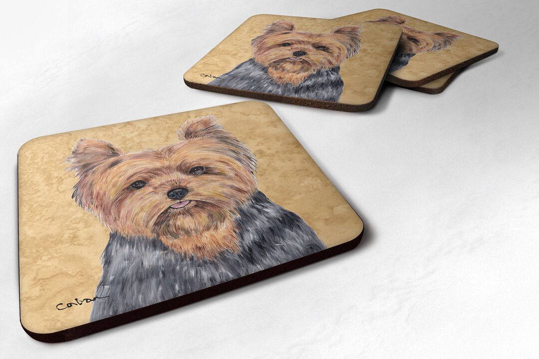 Caroline's Treasures SC9123FC Yorkie Foam Coasters (Set of 4), 3.5 H x 3.5 W, Multicolor