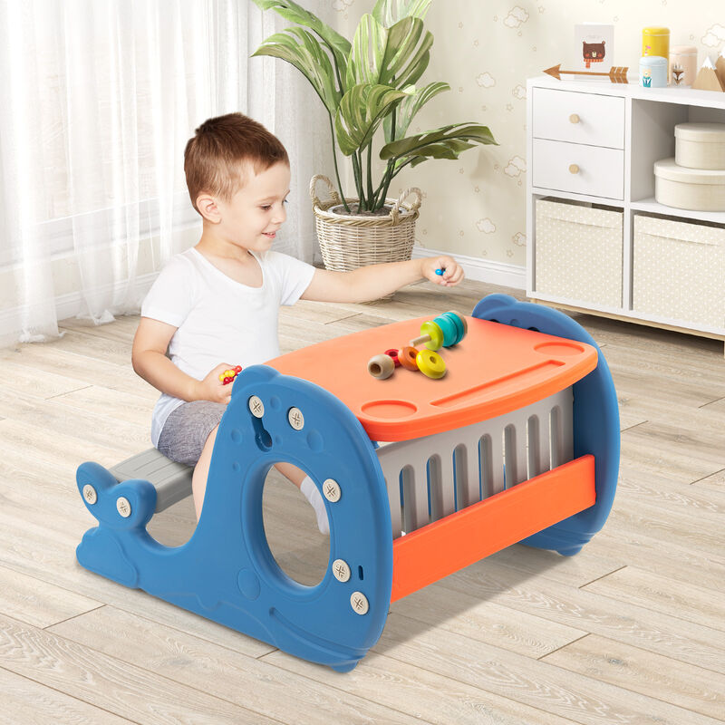 Blue Convertible Kids Activity Table Set with Toddler Easel and Whiteboard image number 2