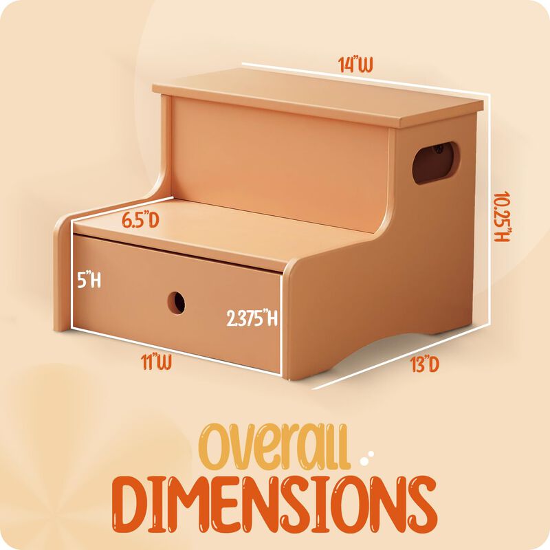 Kings Brand Furniture Wooden Toddler Step Stool for Kids with Storage for Bedroom, Bathroom & Kitchen