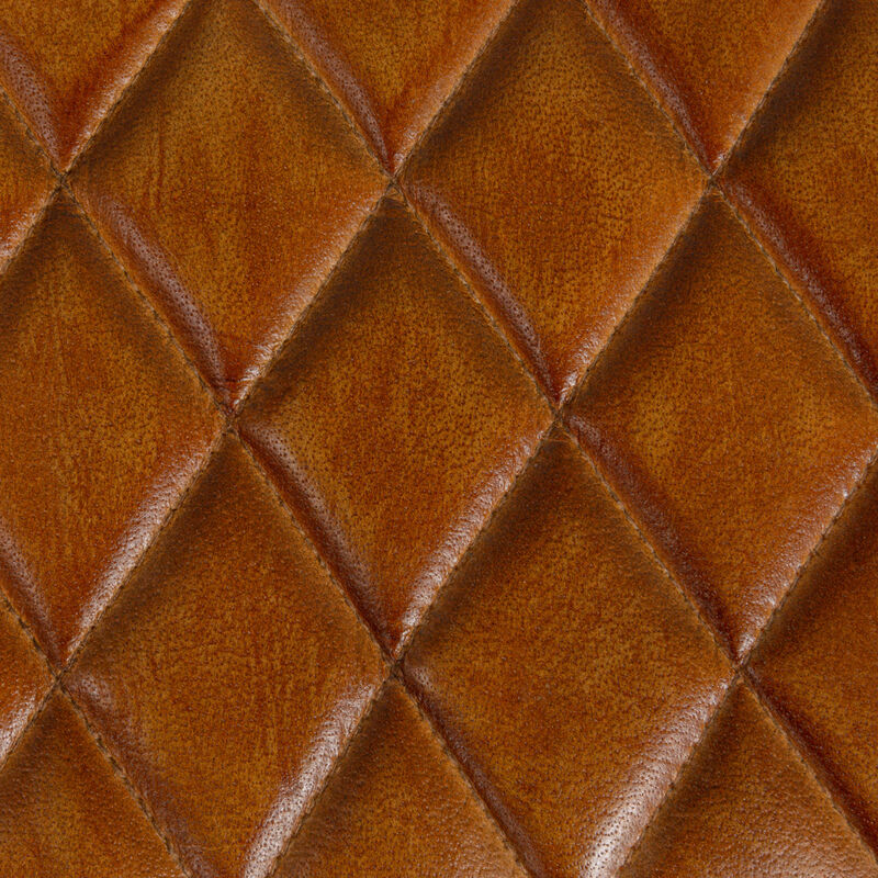 Stitched Leather and Wood Bench, Camel and Natural image number 6