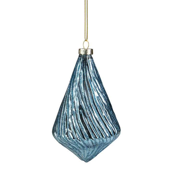 4.75" Blue Glitter Swirl Glass Christmas Pendant Ornament