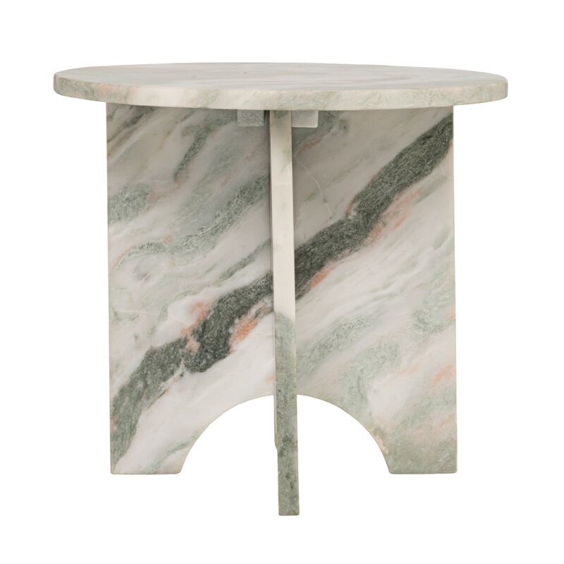 Sculptural Marble Table with Interlocking Base, Mint Green image number 3