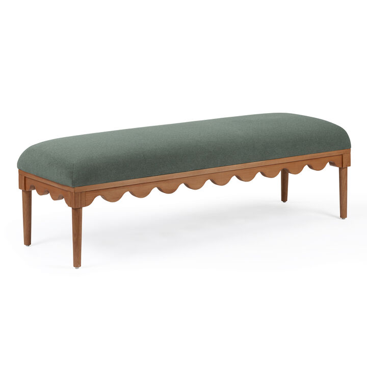 Oodle Bronze Vegan Mohair Bench in Walnut