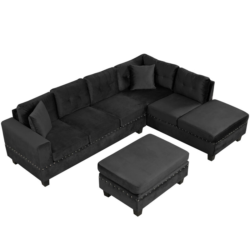 Merax Modern Sectional Sofa with Storage Ottoman