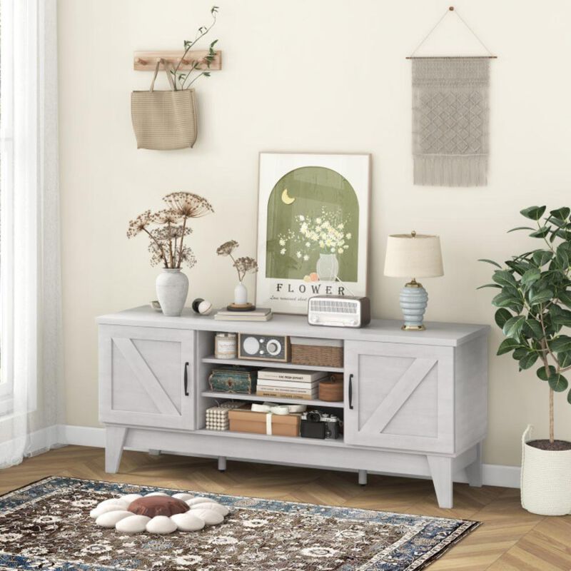 Hivvago Farmhouse TV Stand for TVs Up to 65 Inches with 2 Barn Door Cabinets