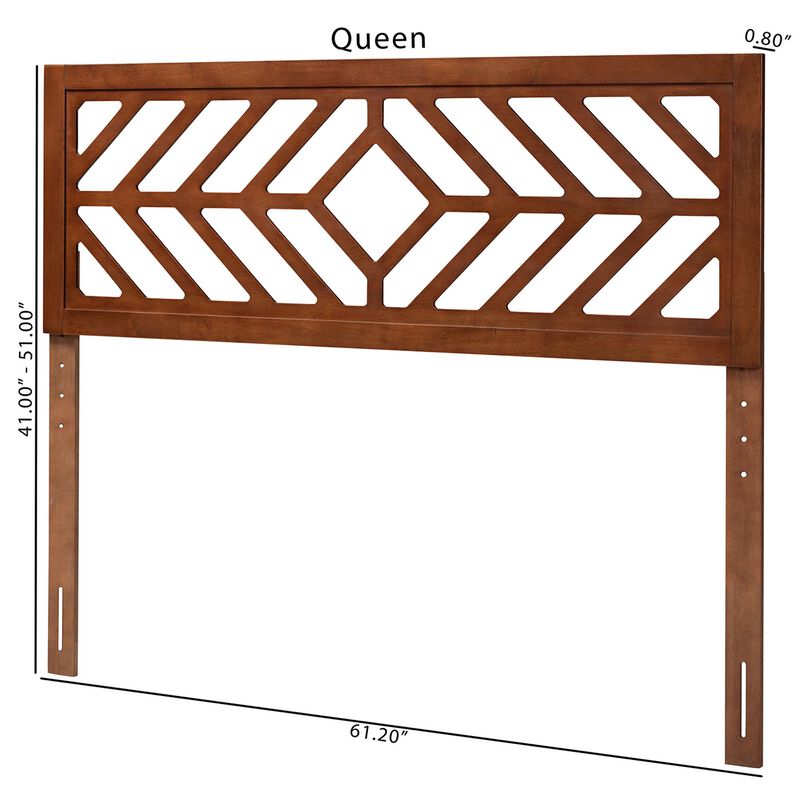 Baxton Studio Olsen Wood Headboard with Geometric Cutout Design - Modern Decorative Panel for Bed Frame, Contemporary Bedroom Accent with Adjustable Height, Full