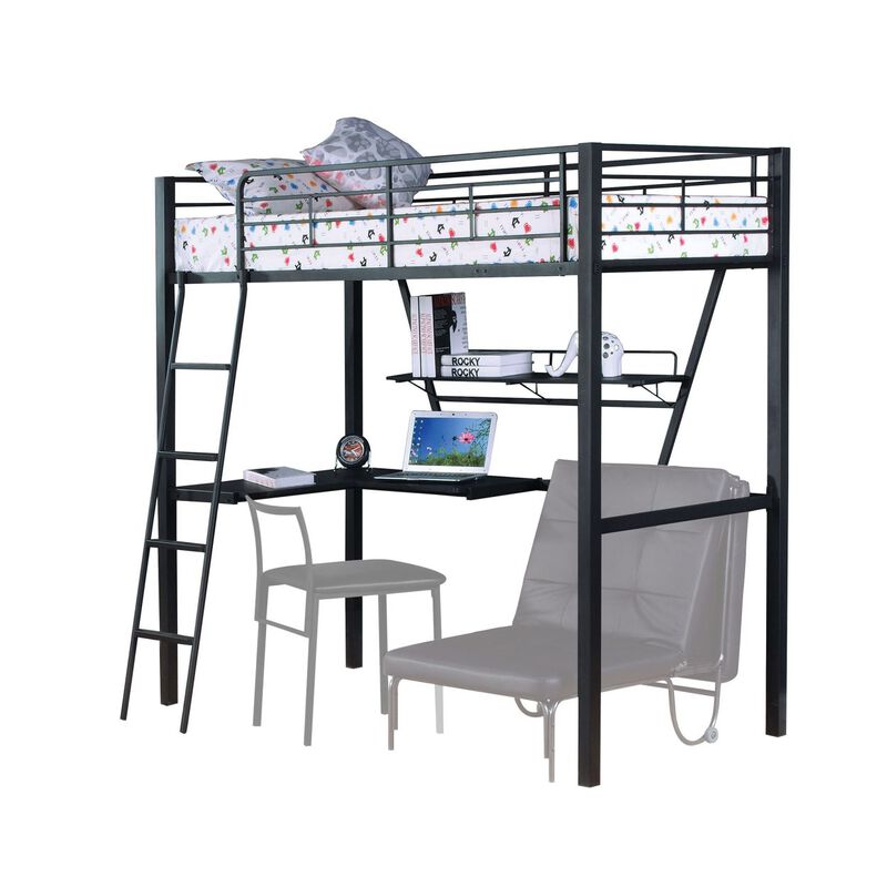 Senon Loft Bed & Desk in Silver & Black image number 2