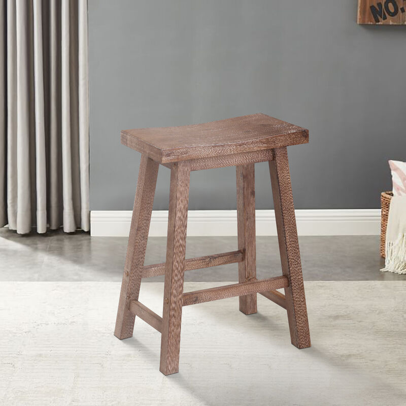 Wooden Frame Saddle Seat Counter Height Stool with Angled Legs, Gray