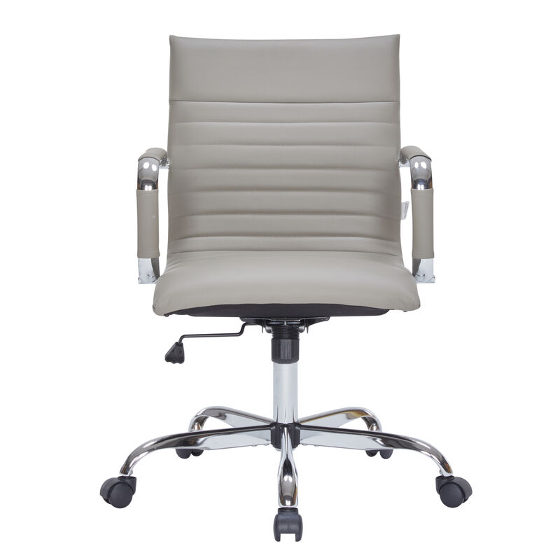 LeisureMod Harris Ergonomic Office Chair, Leather Upholstery with Adjustable Height, Lumbar Support, Swivel and Chrome Base for Home or Office