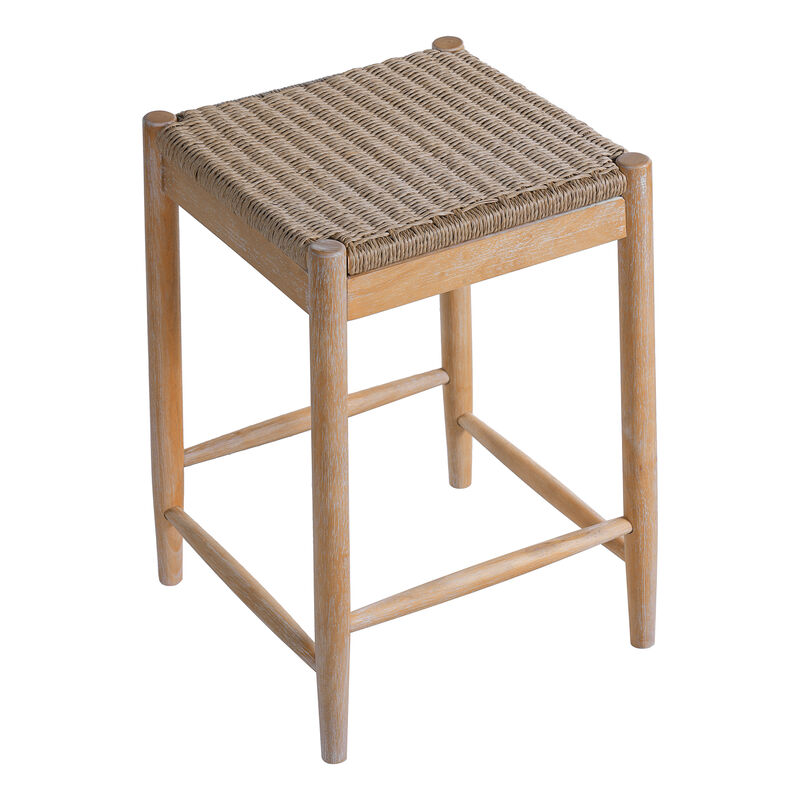 Christopher Knight Home Amelia Boho 25.8" Acacia Wood Backless Counter Stools with Wicker Woven Seat