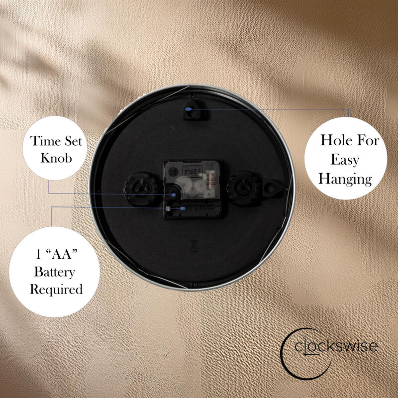 Clockswise 14-in Round Quartz Wall Clock Non-Ticking