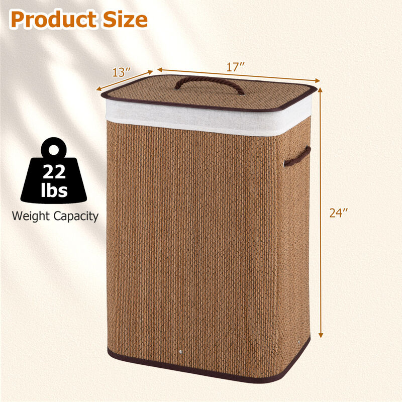 19 Gal Wicker Clothes Hamper with Removable Liner and Carry Handles image number 6