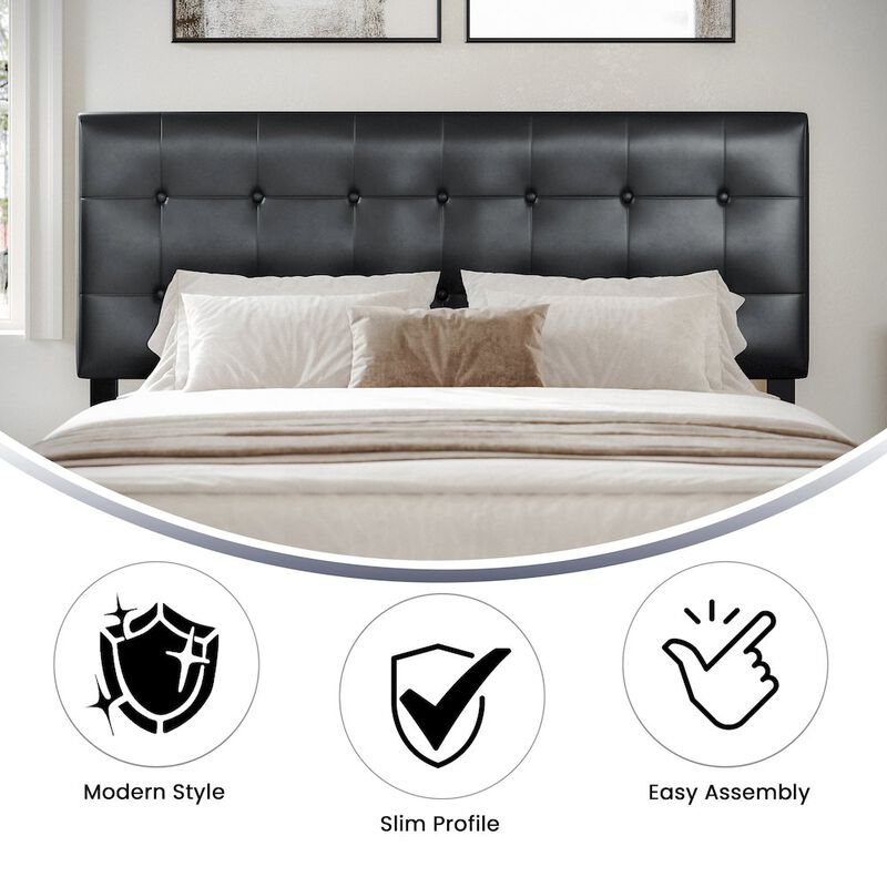 Flash Furniture Tufted Upholstered Queen Size Headboard in Black Vinyl image number 6