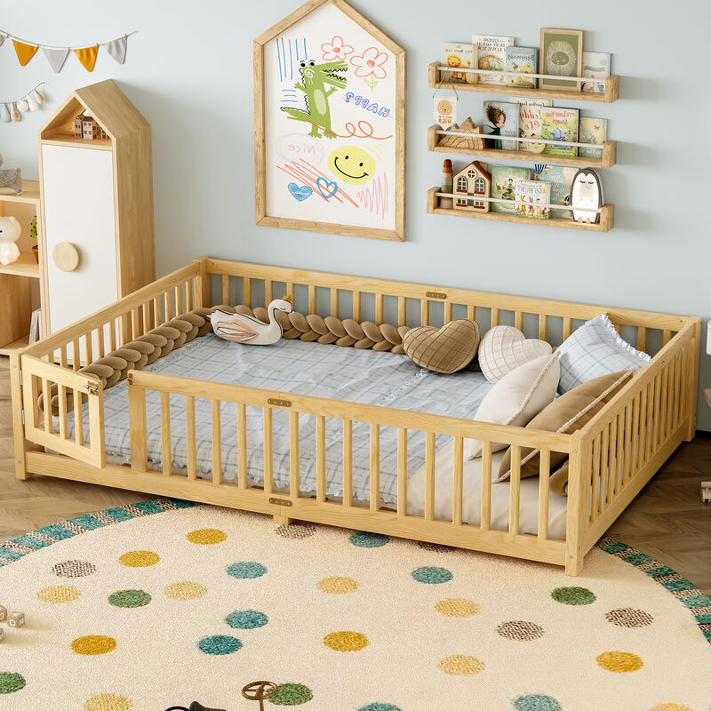 Merax Queen Size Kids Floor Bed &ndash; Safe, Versatile & Independence-Building Design image number 3