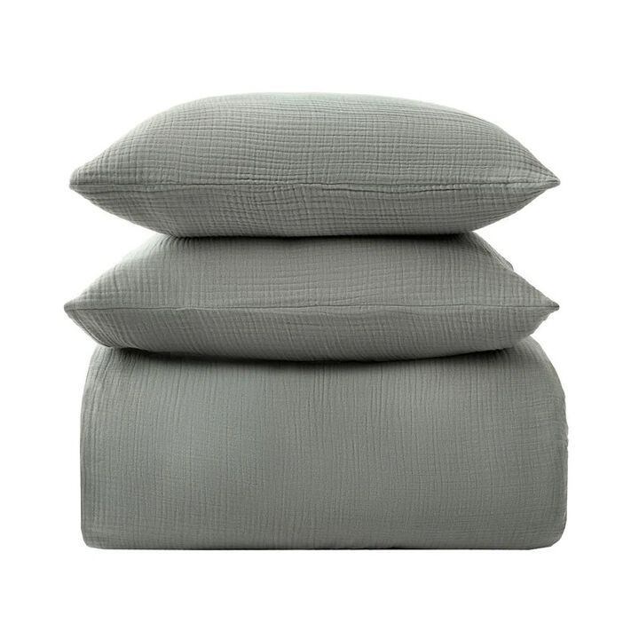 Cotton Voile Sage Queen Comforter Set