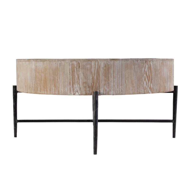 Butler Specialty Akemi 38.5 in. W Round Wood and Iron Coffee Table, Light Brown