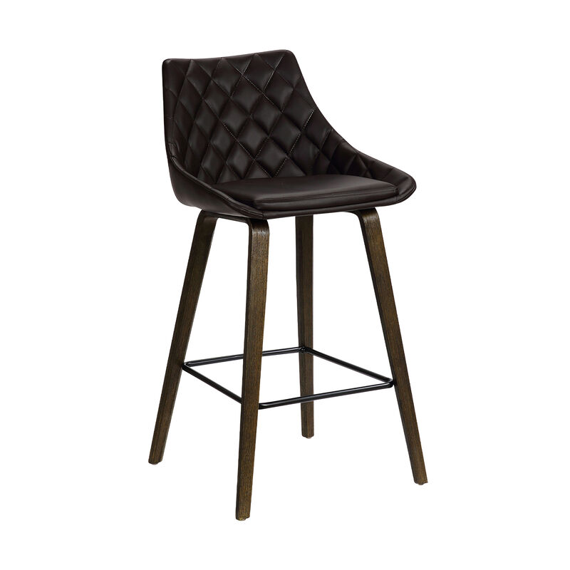 Dani  Brown Faux Leather Barstool in Walnut Glazed Finish
