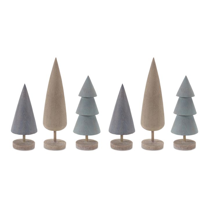 Set of 6 Decorative Trees for Holiday and Seasonal Decor