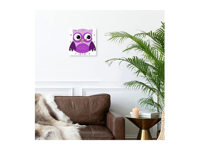 Purple Plaid Owl Wall Clock 13 Inch Home Decor image number 2