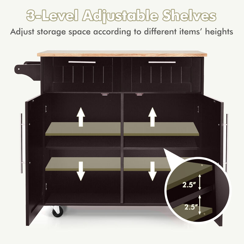 Heavy Duty Rolling Kitchen Cart with Tower Holder and Drawer