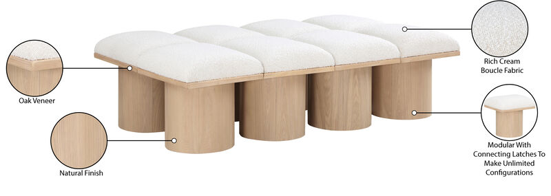 Meridian Furniture Pavilion Cream Boucle Fabric Bench