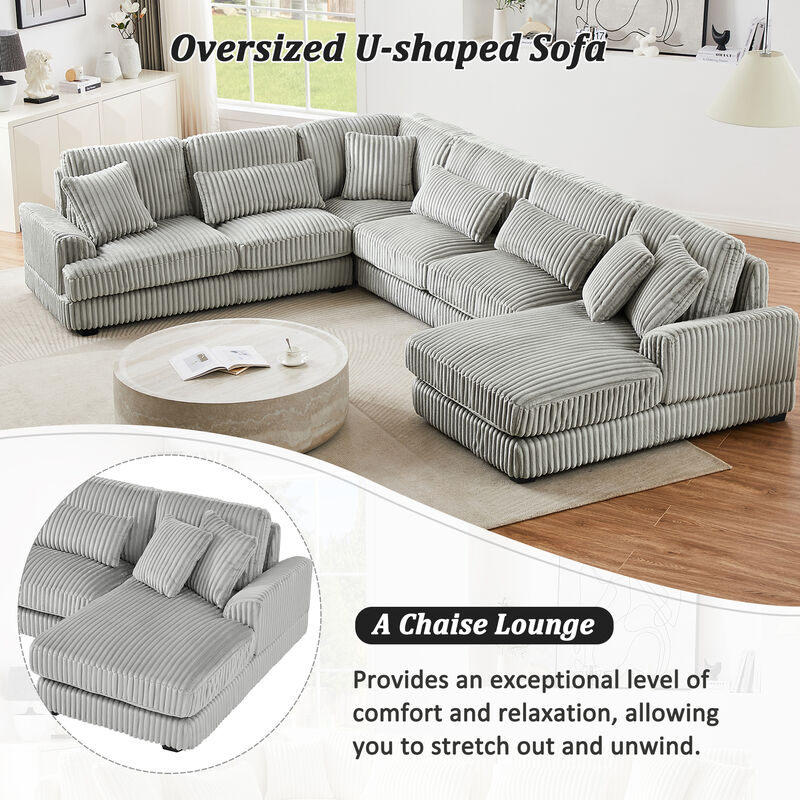 Merax Oversized Corduroy Sectional Sofa