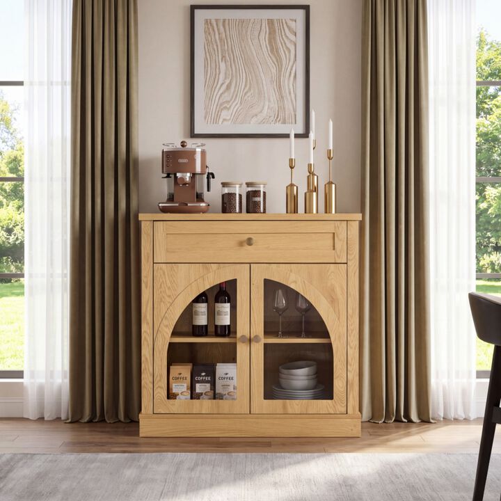 Medful Arched Glass Door Sideboard Cabinet