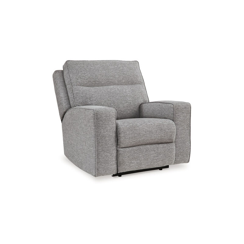 Cloe Power Recliner Chair, Adjustable Back, Gray Performance Nuvella - Benzara