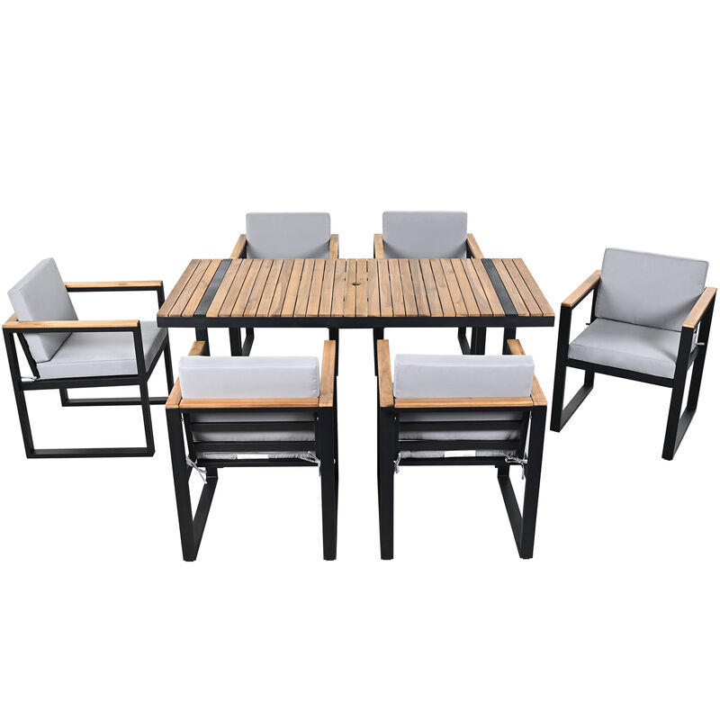 Merax 7 Pieces Outdoor Dining Set Patio Dining Table and Chair Set image number 0