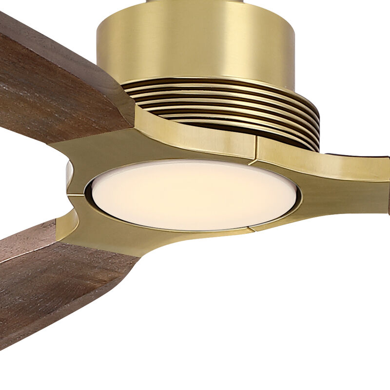 84" Natural Brass Solid Wood Mid Century Modern Dimmable LED 6 Speed Extra Large Ceiling Fan with Light and Remote image number 9