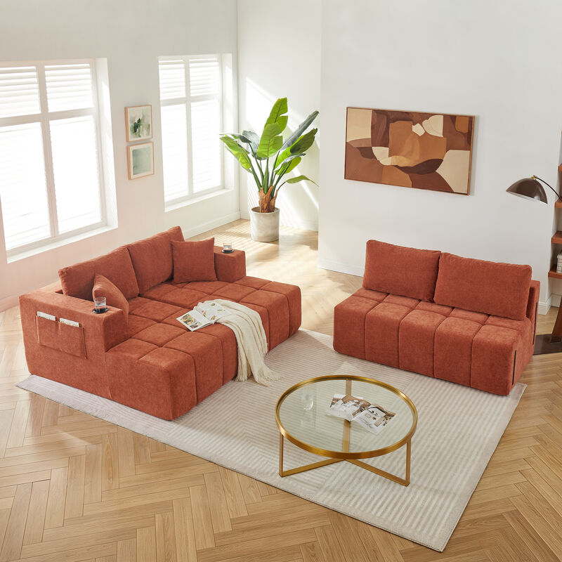 Feslud U-Shaped Chenille Sectional Sofa image number 6