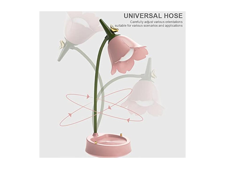Rechargeable Cordless Dimmable Flower Table Lamp For Bedroom Desk Pink