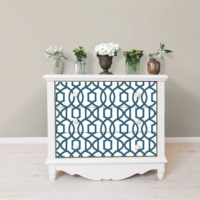 Navy Grand Trellis Peel & Stick Wallpaper image number 1