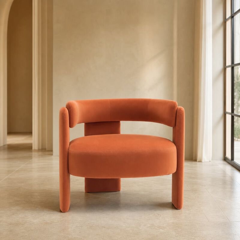 GOODSILO Mid-Century Modern Velvet Accent Chair Comfy Upholstered Single Sofa Armchair for Living Room, Bedroom, Office, and Reading image number 3