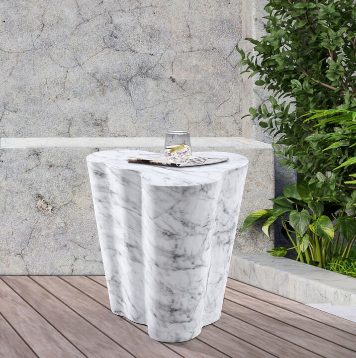 Meridian Furniture Monza White Marble Finish Concrete End Table