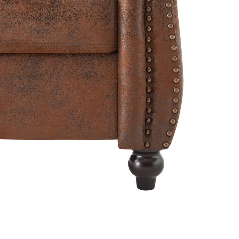 Whisen Classic Club Chair with Diamond Tufting, Scrolled Arms, and Wooden Legs image number 8