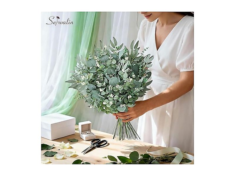 Artificial Greenery Stems Faux Eucalyptus Bulk Fake Leaves Mixed Centerpieces image number 3