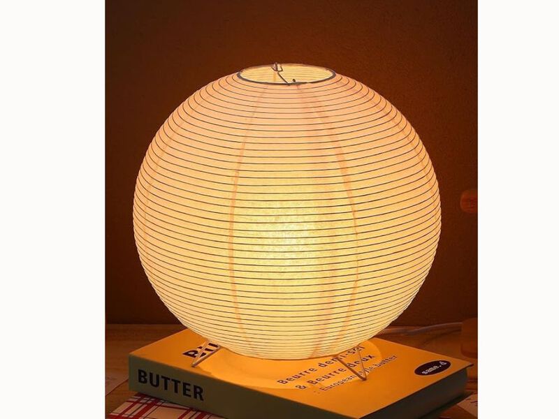 Japanese Paper Desk Lamp &ndash; Soft Glow, Metal Base, Ideal for Bedroom & Dorm
