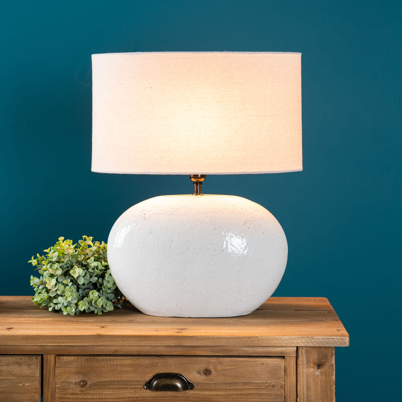 Linen Shade Table Lamp with Terra Cotta Base for Elegant Lighting