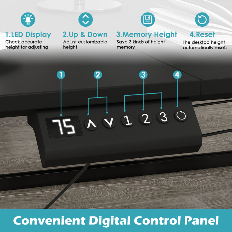 FUFU&GAGA 63-in White Modern/Contemporary L-shaped Desk Hutch Included  (63" W x 31.5" D x 29.1" H) ,Black