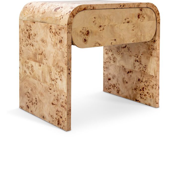 Meridian Furniture Cresthill Natural Burl Wood Night Stand