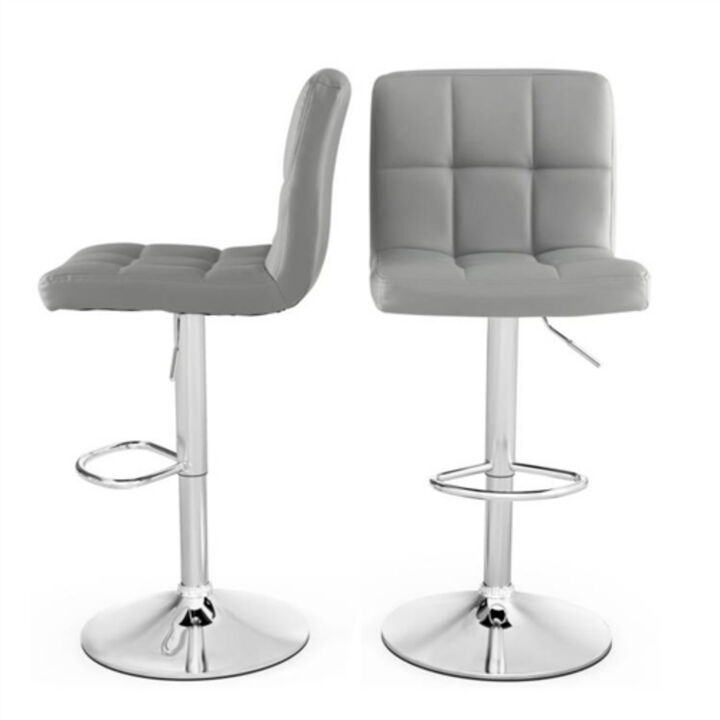 Set of 2 Modern Adjustable Barstools – PU Leather Swivel Seat with Base for Kitchen or Bar