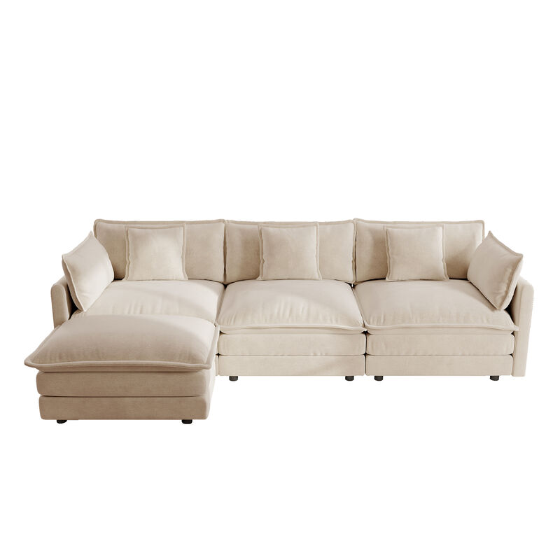Plugke Chenille  L‑Shaped  Sectional Sofa image number 0