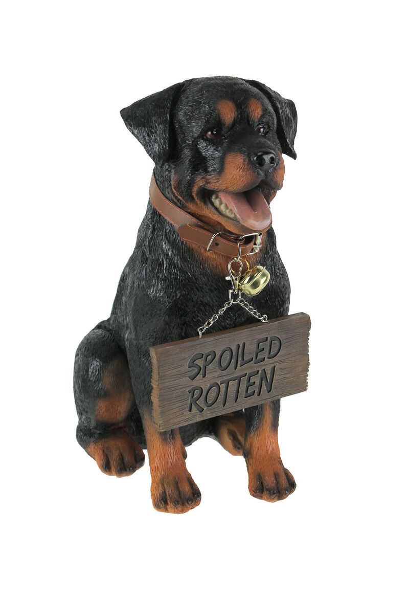 Buddy Rottweiler Guard Dog Indoor Outdoor Statue with Reversible Message Sign image number 0