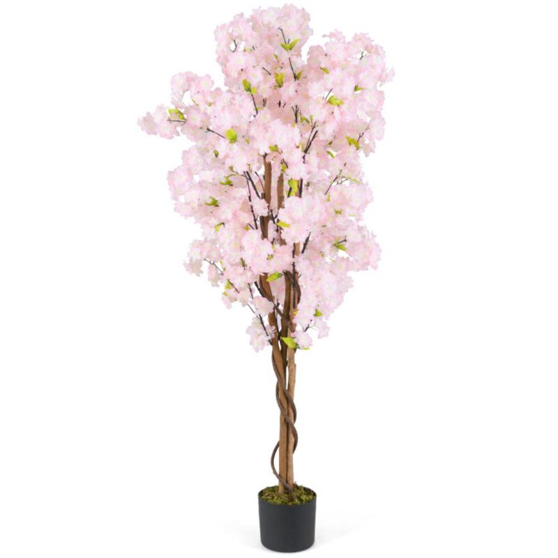 Hivvago 5 FT Tall Artificial Cherry Blossom Tree with Pink Flowers
